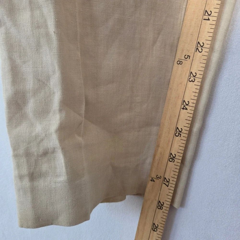COS Linen Trousers Women 48 Beige Straight Leg Lined Pants Office Preppy Minimal